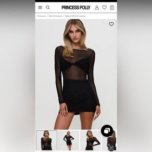 Black Mesh Long Sleeve Dress